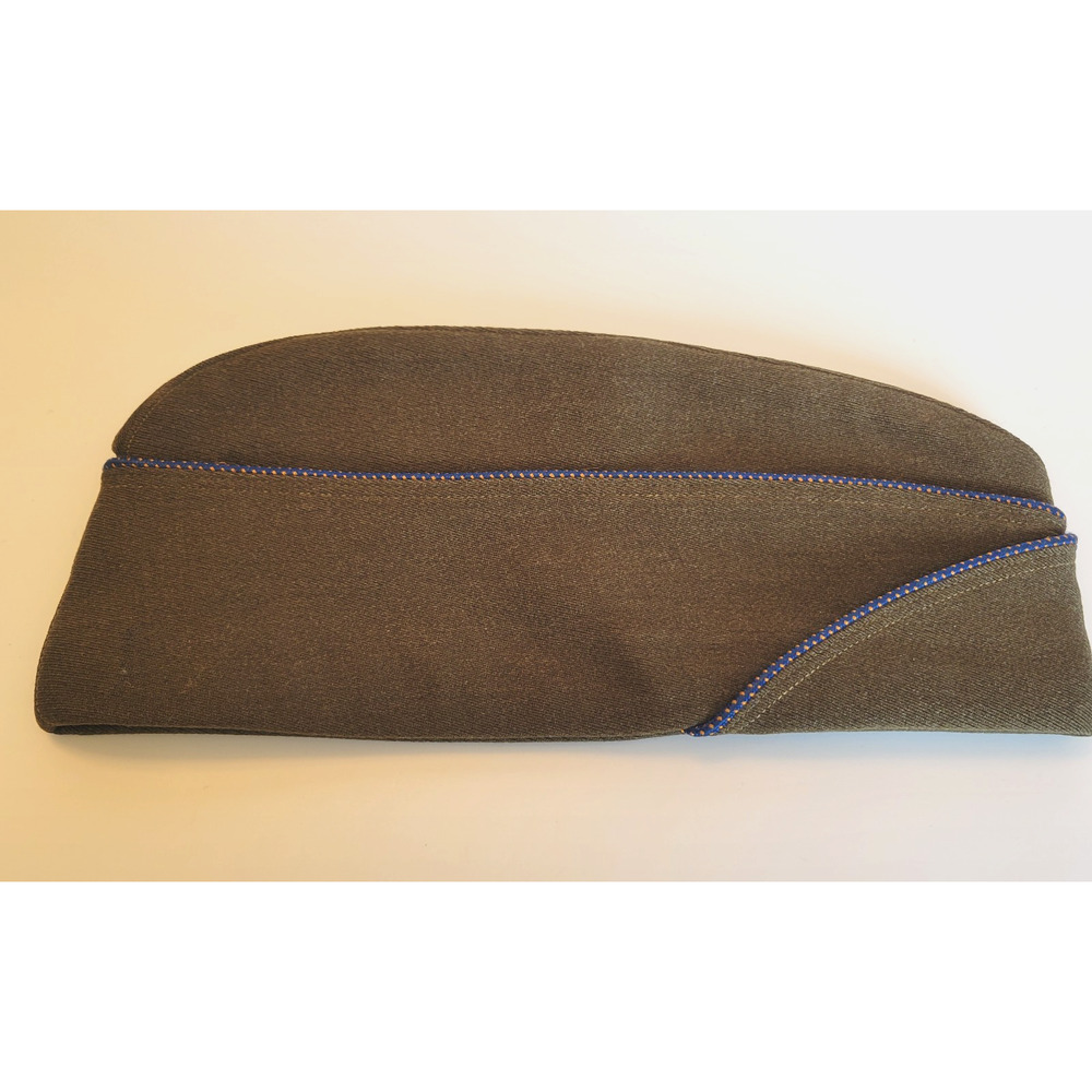 WWII US Army Air Force AAF Garrison Cap Drab Green Overseas Hat w/ Piping
